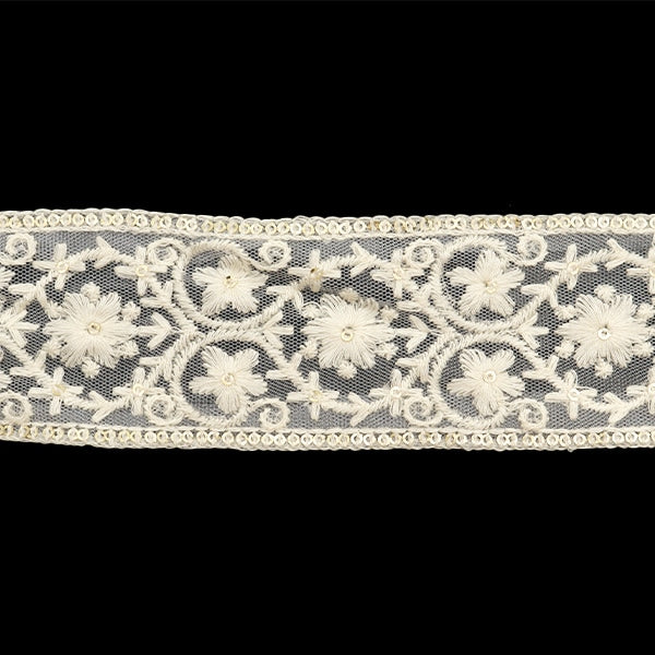 [Aus Menge 5] HandwerkBesätze 『2023 Indischer Stickereibesatz Weiß x Weiß 3433a "