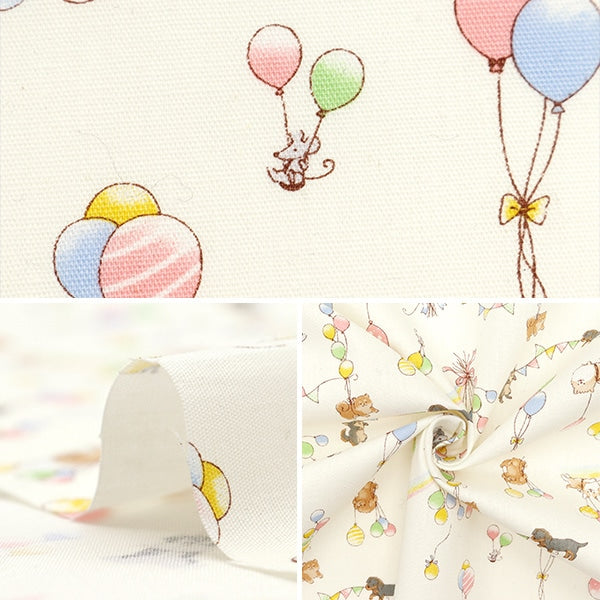 [From quantity 5] Fabric 『Scare Print Print balloon off-white SP2400-3A]