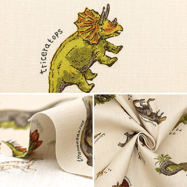 [From quantity 5] Fabric 『Scare Print Print Dinosaur Beige SP2411-14B]