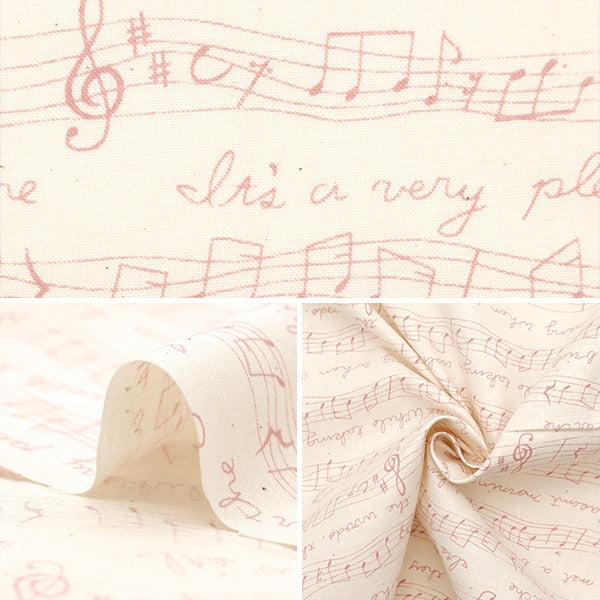 [From quantity 5] Fabric 『Sheeting Musical Score Pink NO-MUSC-A]