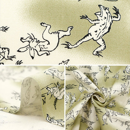 [From quantity 5] Fabric 『Sheeting FUWARI Bird and Beast Care Character Kinari 8800-33A]