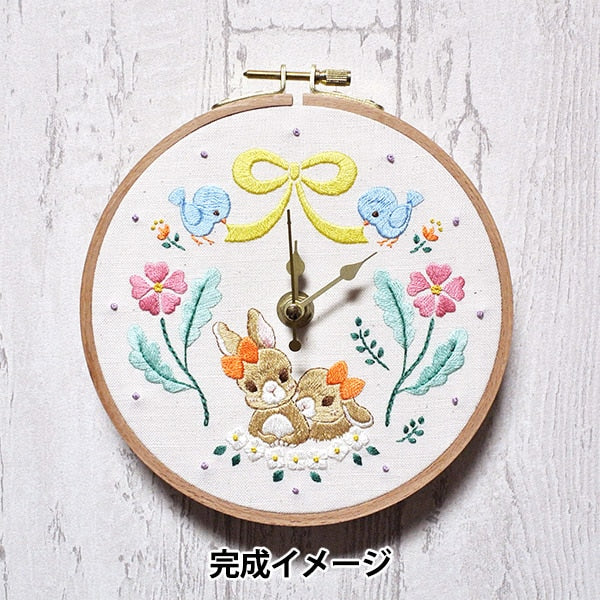 자수키트 "Spikapika 시계 토끼 자매와 푸른 새"