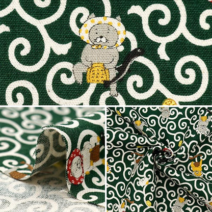 [De la cantidad 5] Fabric "Cotton Hinang Canvas Cat Arabesque KTS7027-A" Fibra de algodón Kobayashi Kobayashi Kobayashi