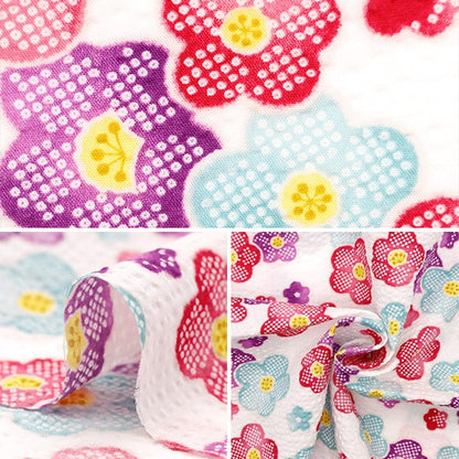 [From quantity 5] Fabric "Ripple button Flower White 38130-1A"