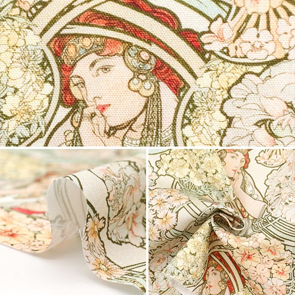 [From quantity 5] Fabric "Mucha Digital Print Woman EKX-1600-2A" KOKKA