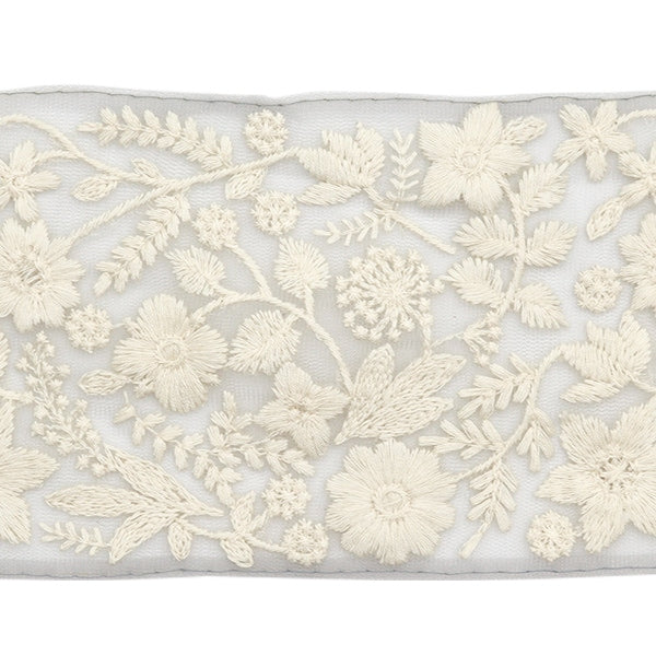 [De la cantidad 5] ArtilleraRibete "2024 Ribete bordado indio Gris x blanco M-111#4"