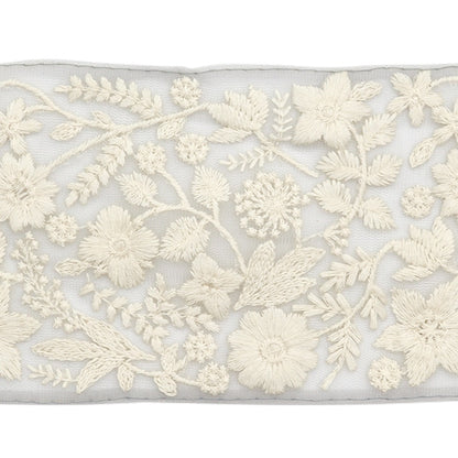 [De la cantidad 5] ArtilleraRibete "2024 Ribete bordado indio Gris x blanco M-111#4"