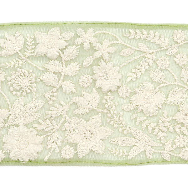 [De la cantidad 5] ArtilleraRibete "2024 Ribete bordado indio Verde x blanco M-111#8"