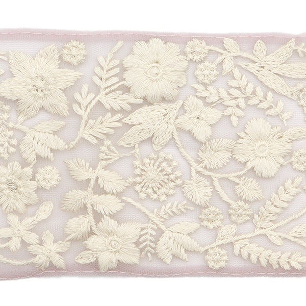 [De la cantidad 5] ArtilleraRibete "2024 Ribete bordado indio Rosa x blanco M-111#11"