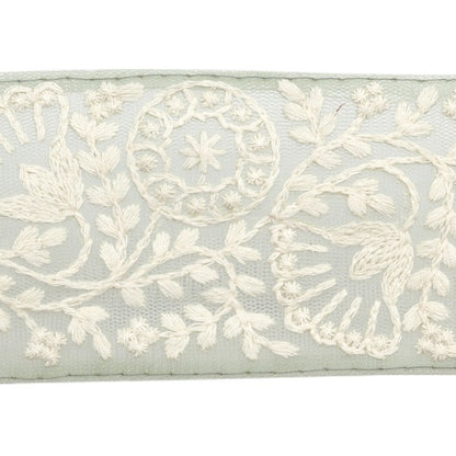 [De la cantidad 5] ArtilleraRibete "2024 Ribete bordado indio Verde x blanco M-115#1"