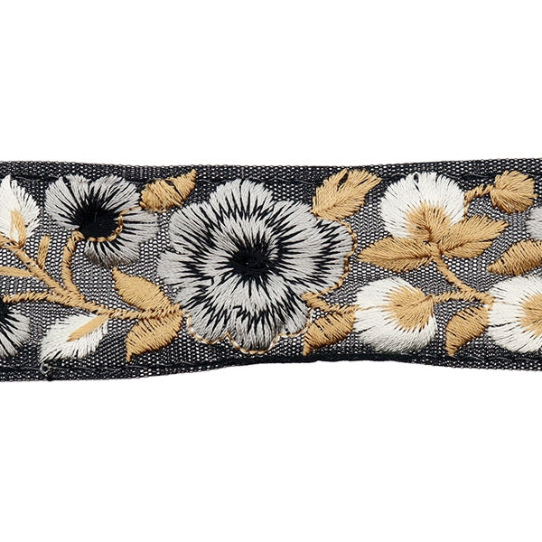 [De la cantidad 5] ArtilleraRibete "2024 Ribete bordado indio Black X Gray M-134a"