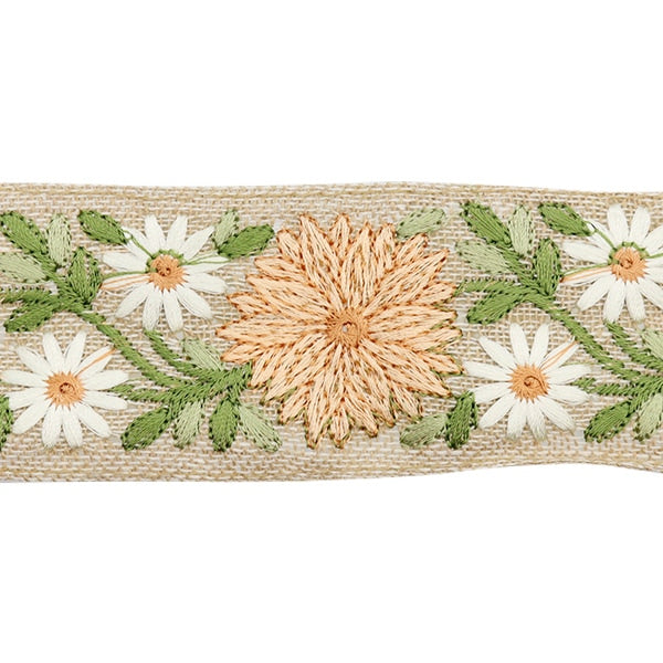 【数量5から】 手芸ブレード 『2024 インド刺繍ブレード ベージュ×ピンク M-137#1』