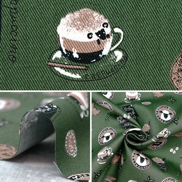 [Dalla quantità 5] tessuto "Twill Sheep Cafe Green TWHCA-GR"