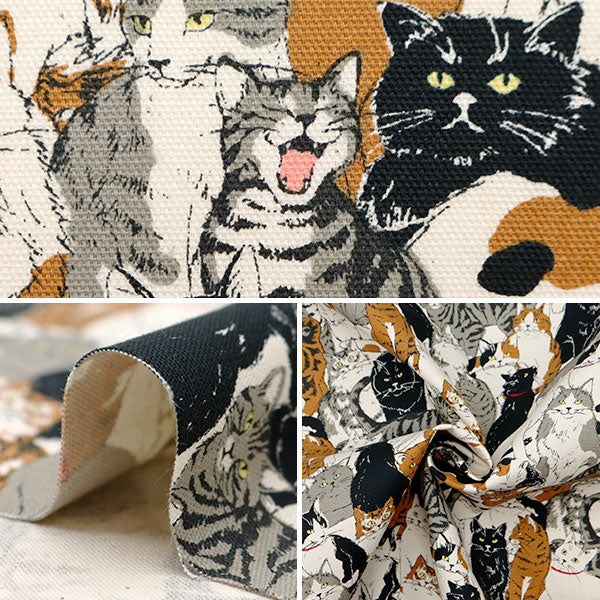 [From quantity 5] Fabric 『Oxford Animal cat pattern 1a number color OX41401-1A]