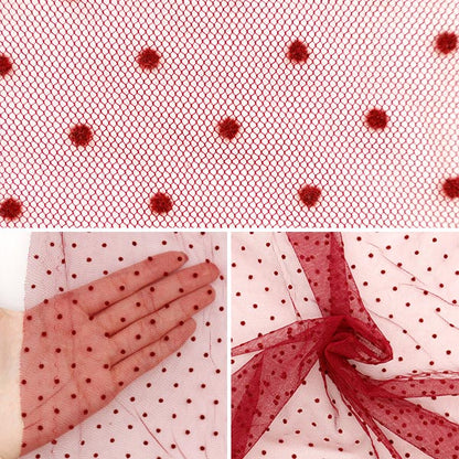 [Jusqu'à 70% de réduction sur le tissu costume] [de la quantité 5] Tissu "Milky Wake Turu RODY DOT RED FT2409TC-10"