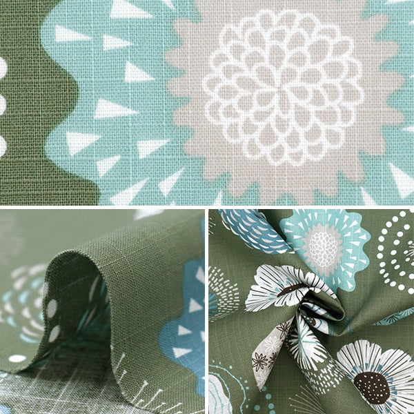 [From quantity 5] Fabric "Emiko Collection Slove Cross Flower Circle Khaki SEC2601-K" KIYOHARA