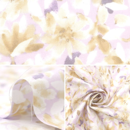 [De la cantidad 5] Fabric "60 préstamo de textura suave Procesamiento de pintura Flower Lilac 60LA-Pafl-Li"