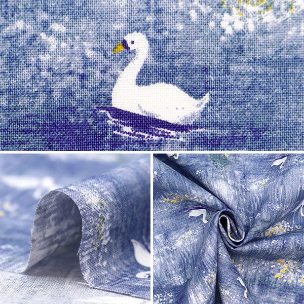 [From quantity 5] Fabric 『SheetingSoft processing palette swan navy 144-8049-E1 "