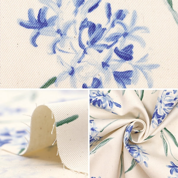 [From quantity 5] Fabric "Twill Grayish Flower Lily 850419-1-1"