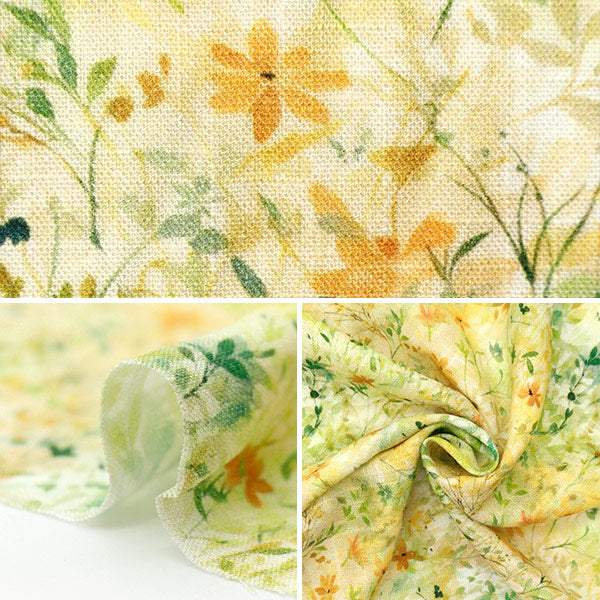 [From quantity 5] Fabric "Toromi Lineprint Inkjet Flower Pattern LIRYP-INK-YE"