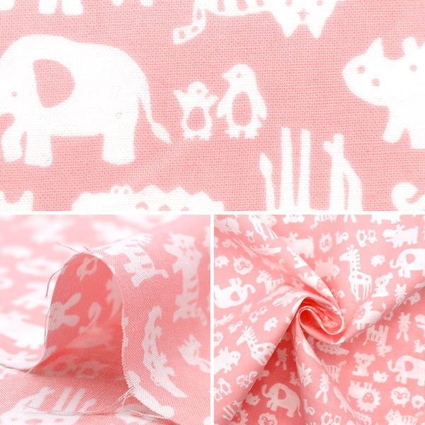 [From quantity 5] Fabric 『Sheeting Animal Park Pink NO-ANPA-A]