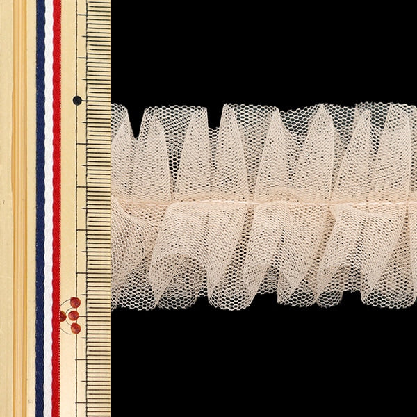 Tulle "Nerori Rose Frill Tulle Tape Beige nr-03" KIYOHARA