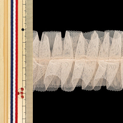 Tulle "Nerori Rose Frill Tulle Tape Beige nr-03" KIYOHARA