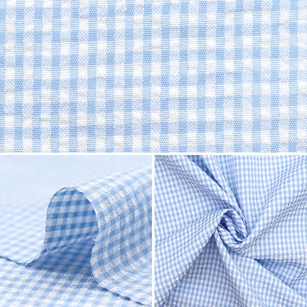 [From quantity 5] Fabric "Polyester blend soccer gingham check saxophone SS2417YY-06"