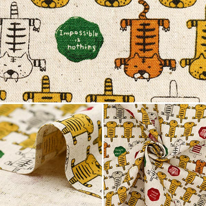 [From quantity 5] Fabric "Cotton hee canvas tiger cat generation KTS7052-A" COTTON KOBAYASHI