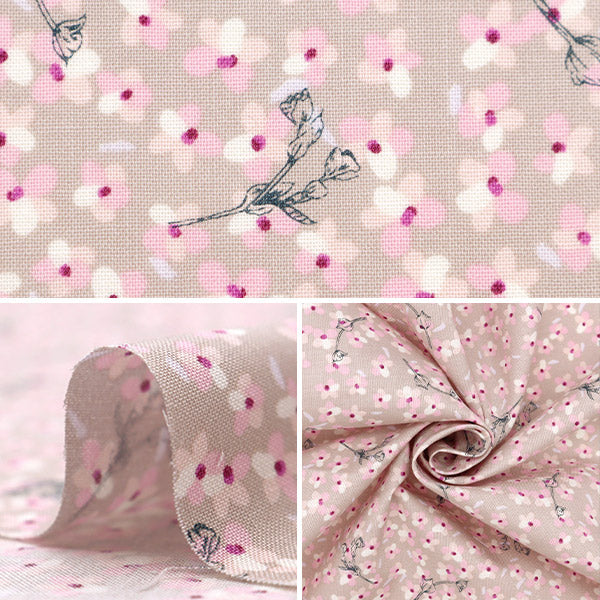 [De la quantité 5] Tissu "Hibiya Hanadai Floral Feuille de kobana géométrique Pink HBY-10004-PK"