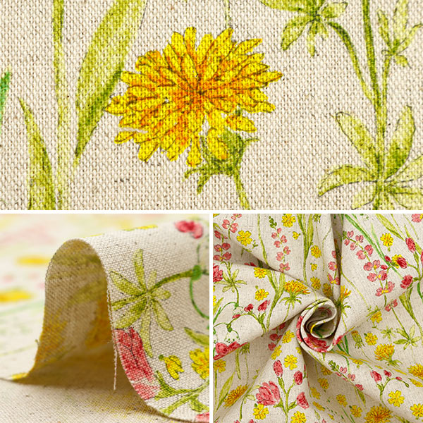 [Aus Quantität 5] Stoff "Hibiya Hanadai Florist Floral Cotton Linu Leinwand Blooming Garden Spring Muster Elfenbein HBY-10009-IV"