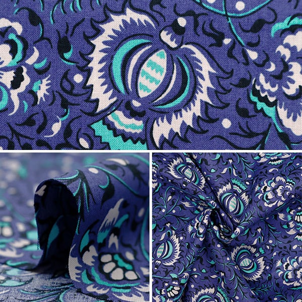 [From quantity 5] Fabric "Souleiado SoleAdo Vintage Feel Pavo Midnight SLFCV-107A"