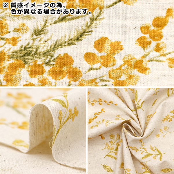 [Dalla quantità 5] tessuto "Momen-t Moment Linen in cotone Sofrey Mimosa Pattern White 144-8050-B2" [Yuzawaya Originale]