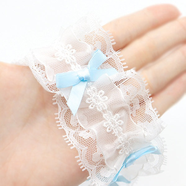 [수량 5에서] 레이스리본테이프 "리본약 60mm 너비 밝은 파란색 FR2349의 장식 레이스]