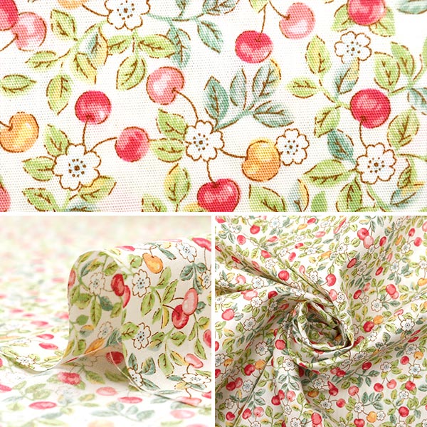 [From quantity 5] Fabric "Broad Find My Wooden Fruit Beige x Pink AP41405-2A"