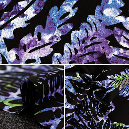 [From quantity 5] Fabric "Maunaroa T/C Hawaii Amplint Parapara Black x Purple YFOP2101"