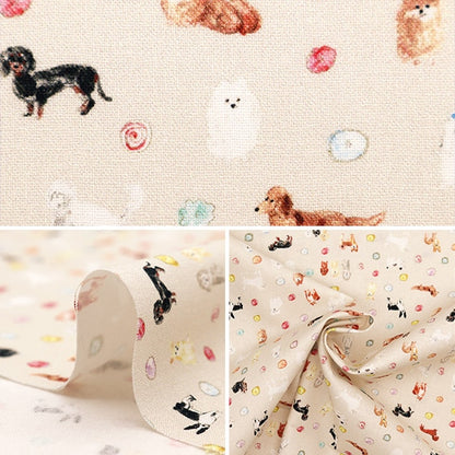 [De 5] Fabric "Mensaje de papel Senting Perro y flor Egxa-8005-3a" Kokka Kokka