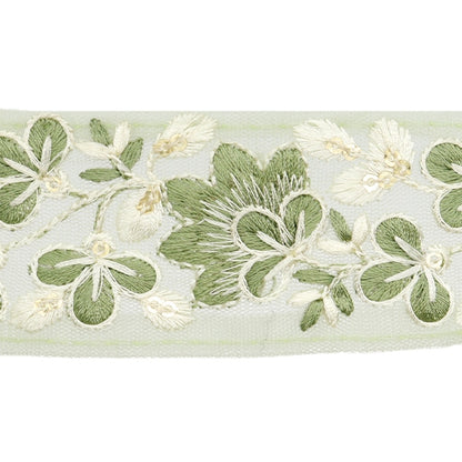 [De la cantidad 5] ArtilleraRibete "2024 Ribete bordado indio Verde x blanco 3529c"