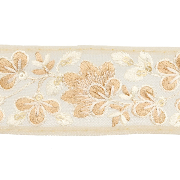 [De la quantité 5] artisanatGarniture "2024 Garniture de broderie indienne Beige x blanc 3529e"