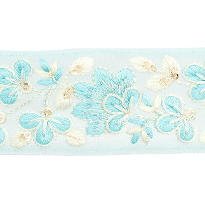 [De la cantidad 5] ArtilleraRibete "2024 Ribete bordado indio Blue x blanco 3529J"