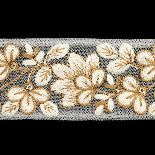[De la quantité 5] artisanatGarniture "2024 Garniture de broderie indienne Blanc x blanc 3529a13"