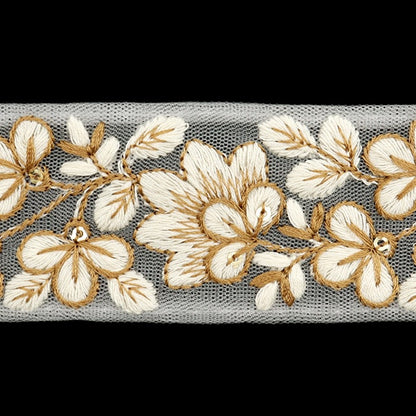 [De la quantité 5] artisanatGarniture "2024 Garniture de broderie indienne Blanc x blanc 3529a13"