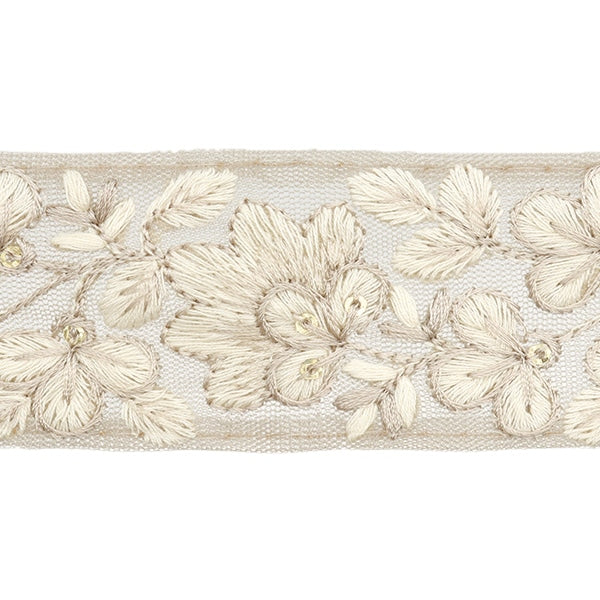 [De la quantité 5] artisanatGarniture "2024 Garniture de broderie indienne Brun x blanc 3529a5"