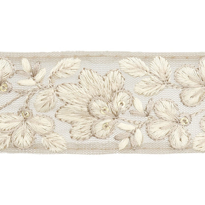 [De la quantité 5] artisanatGarniture "2024 Garniture de broderie indienne Brun x blanc 3529a5"