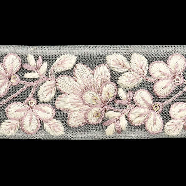 [De la quantité 5] artisanatGarniture "2024 Garniture de broderie indienne Blanc x blanc 3529a6"