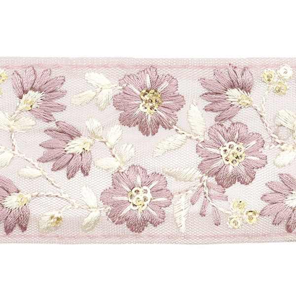 [De la quantité 5] artisanatGarniture "2024 Garniture de broderie indienne Purple X White 3530G"