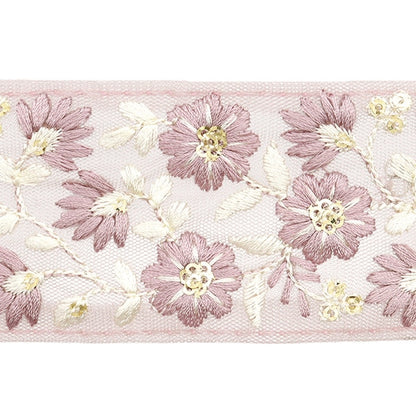 [De la quantité 5] artisanatGarniture "2024 Garniture de broderie indienne Purple X White 3530G"