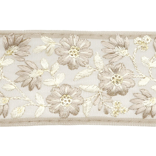 [Aus Menge 5] HandwerkBesätze 『2024 Indischer Stickereibesatz Brown x White 3530H]