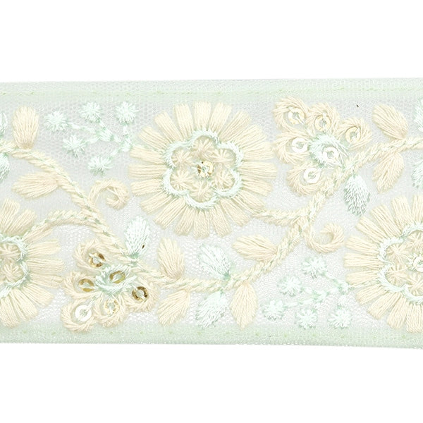 [De la quantité 5] artisanatGarniture "2024 Garniture de broderie indienne Vert x vert 47166a8"