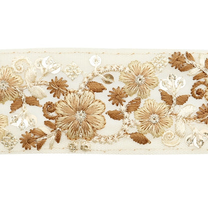 [De la quantité 5] artisanatGarniture "2024 Garniture de broderie indienne Beige x Brown 47203a"